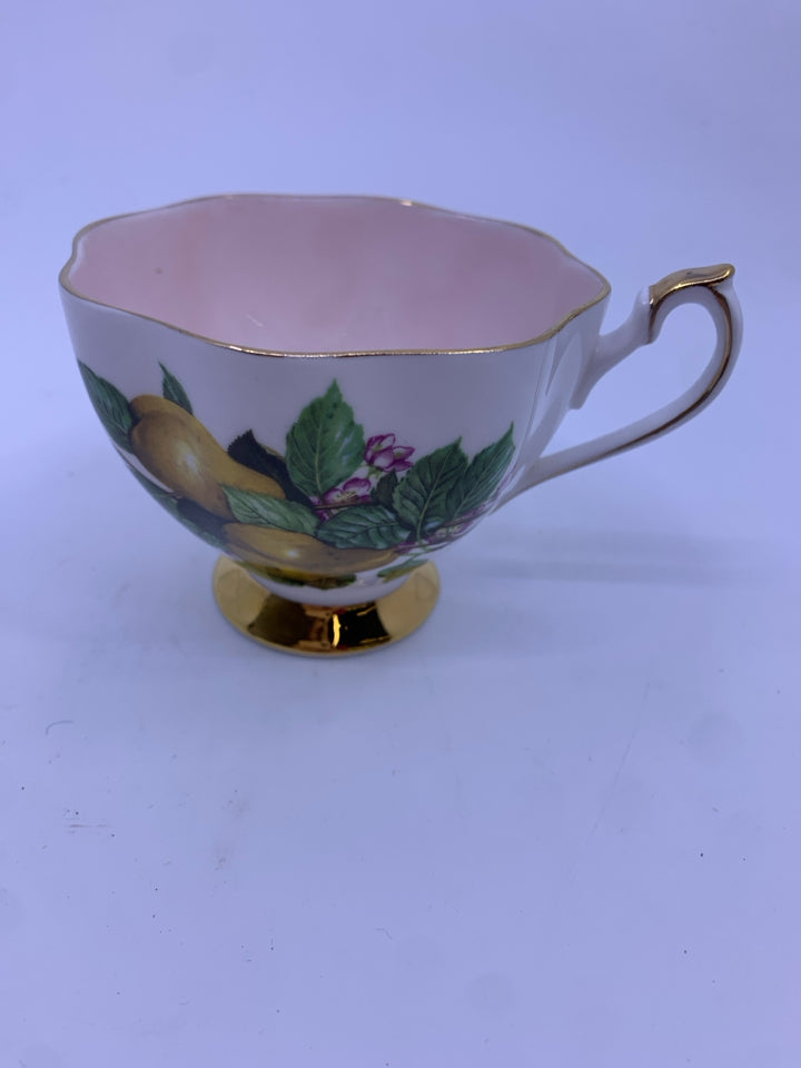 QUEEN ANNE PEAR PATTERN TEACUP AND SAUCER.