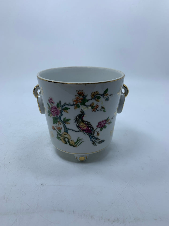FOOTED BIRD ON BRANCH VASE.