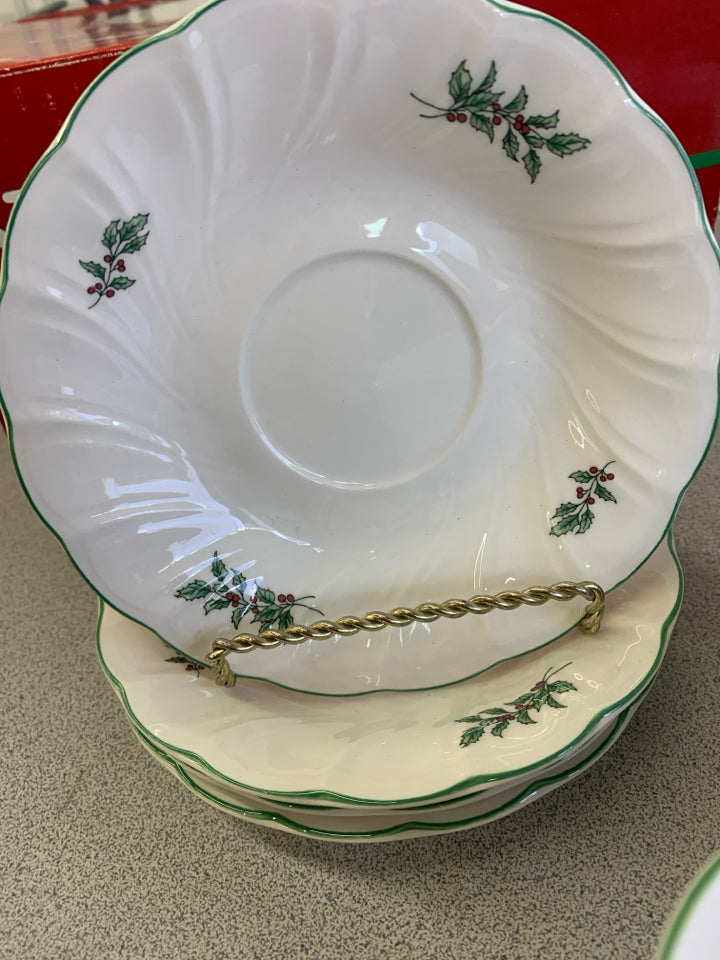 12pc HAPPY HOLIDAYS SVC 4- DINNER PLATES, CUPS, SAUCERS- IN BOX.