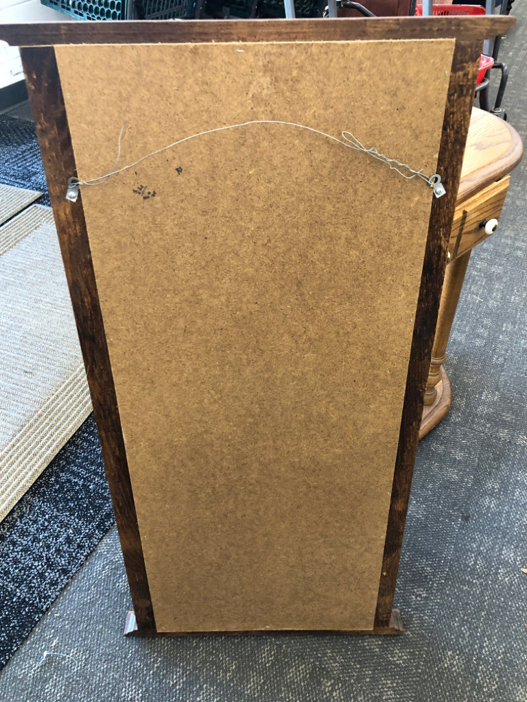 2pc WOOD CONSOLE TABLE + WALL MIRROR.