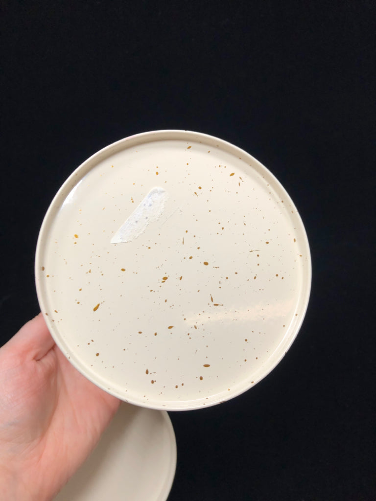 NWT "COFFEE" SPLATTER-DESIGN METAL CANISTER.