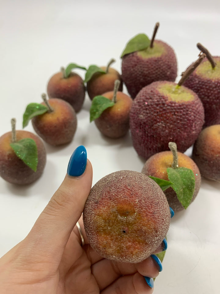 BAG OF FAUX GLITTER APPLES DECOR.
