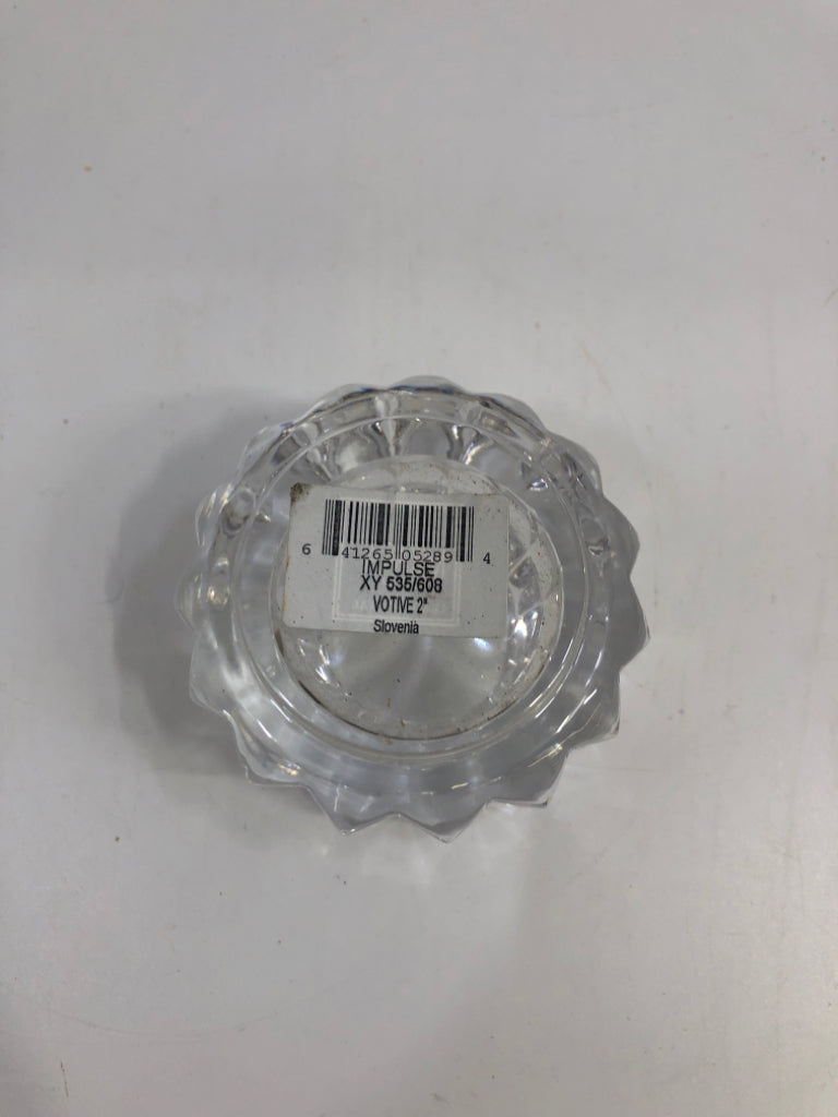 CUT GLASS VOTIVE HOLDER.