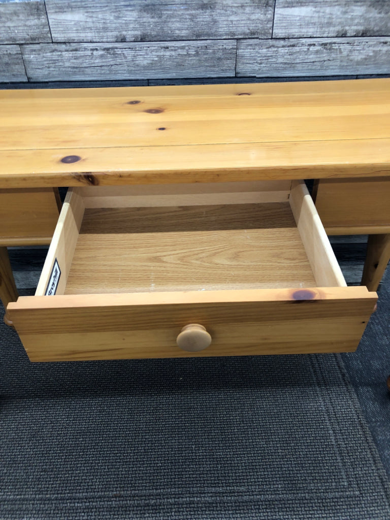 BLONDE WOOD CONSOLE/ SOFA TABLE - DRAWER.