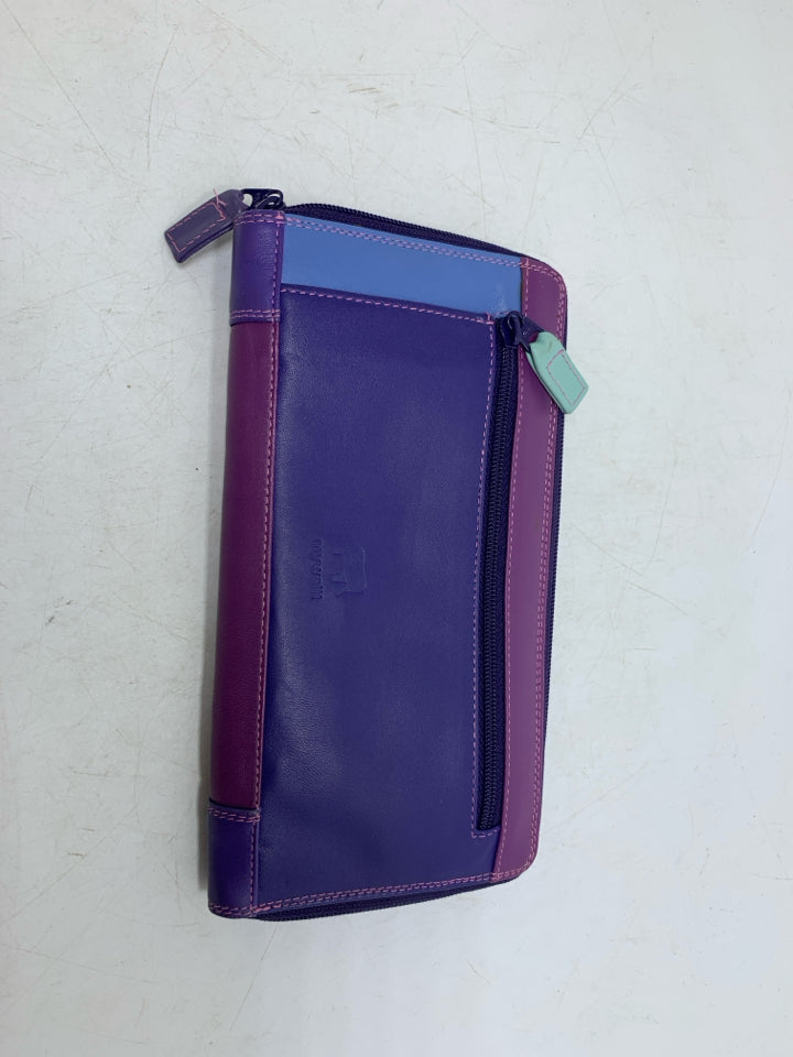 Large Multi-colored Purples Full Zip Leather My Walit