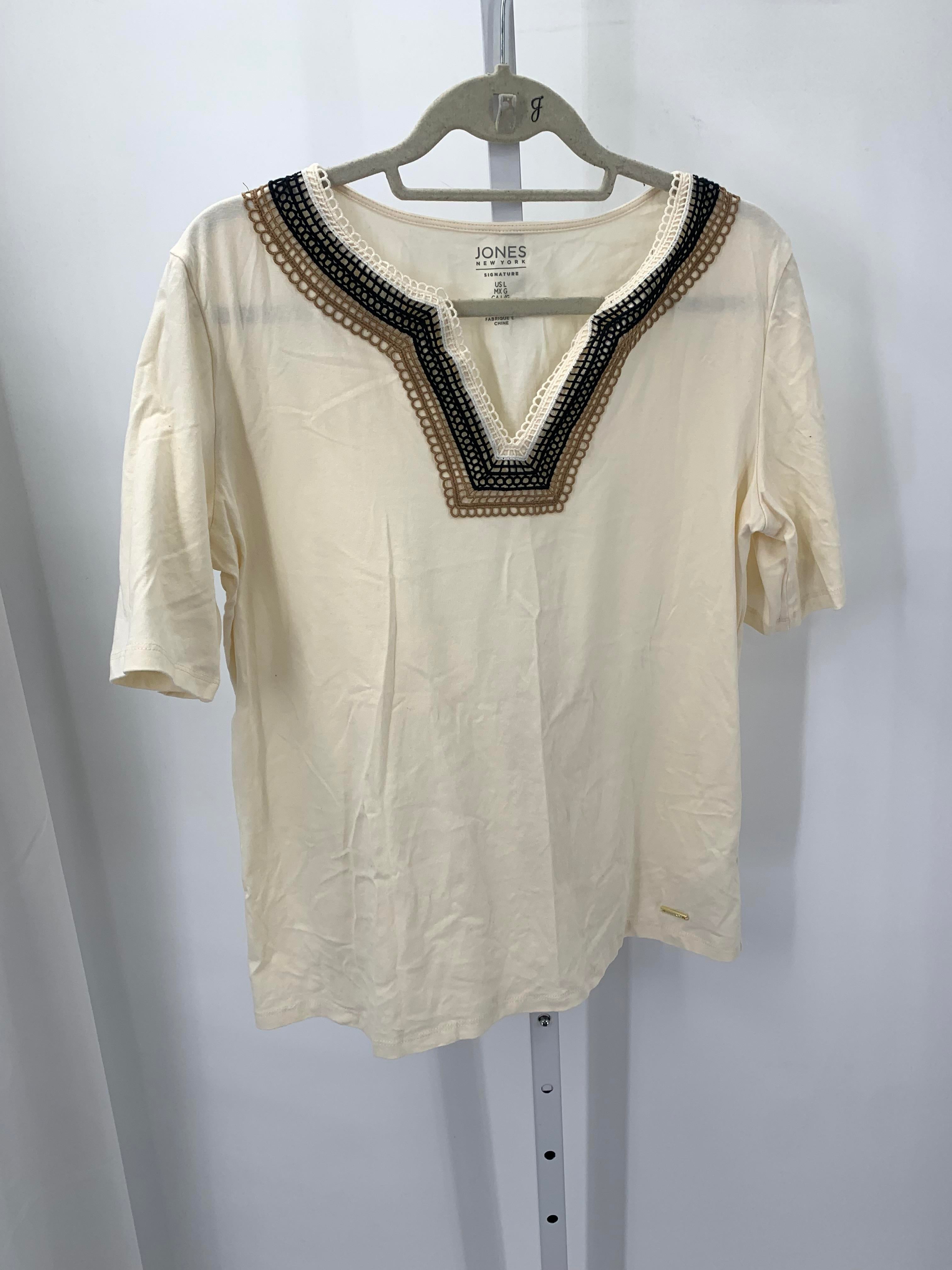 Jones New York Size Large Misses Short Sleeve Shirt