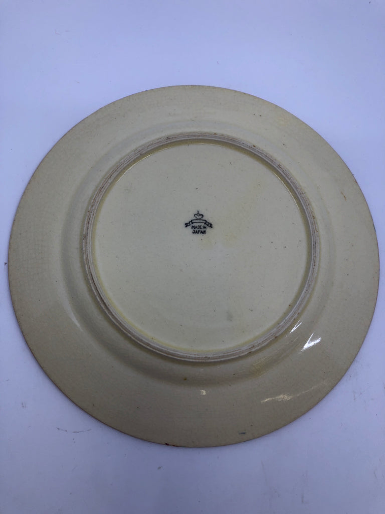 5 VTG BLUE AND PINK LUNCH PLATES- JAPAN.