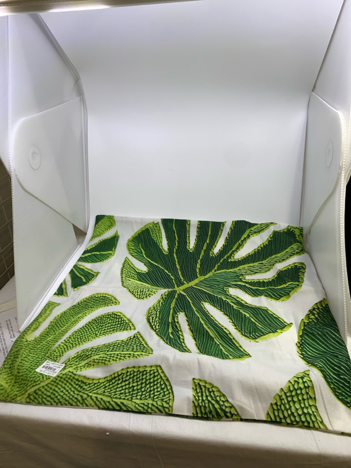 LARGE PILLOW CASE W/PLANT&LEAF DESIGN.