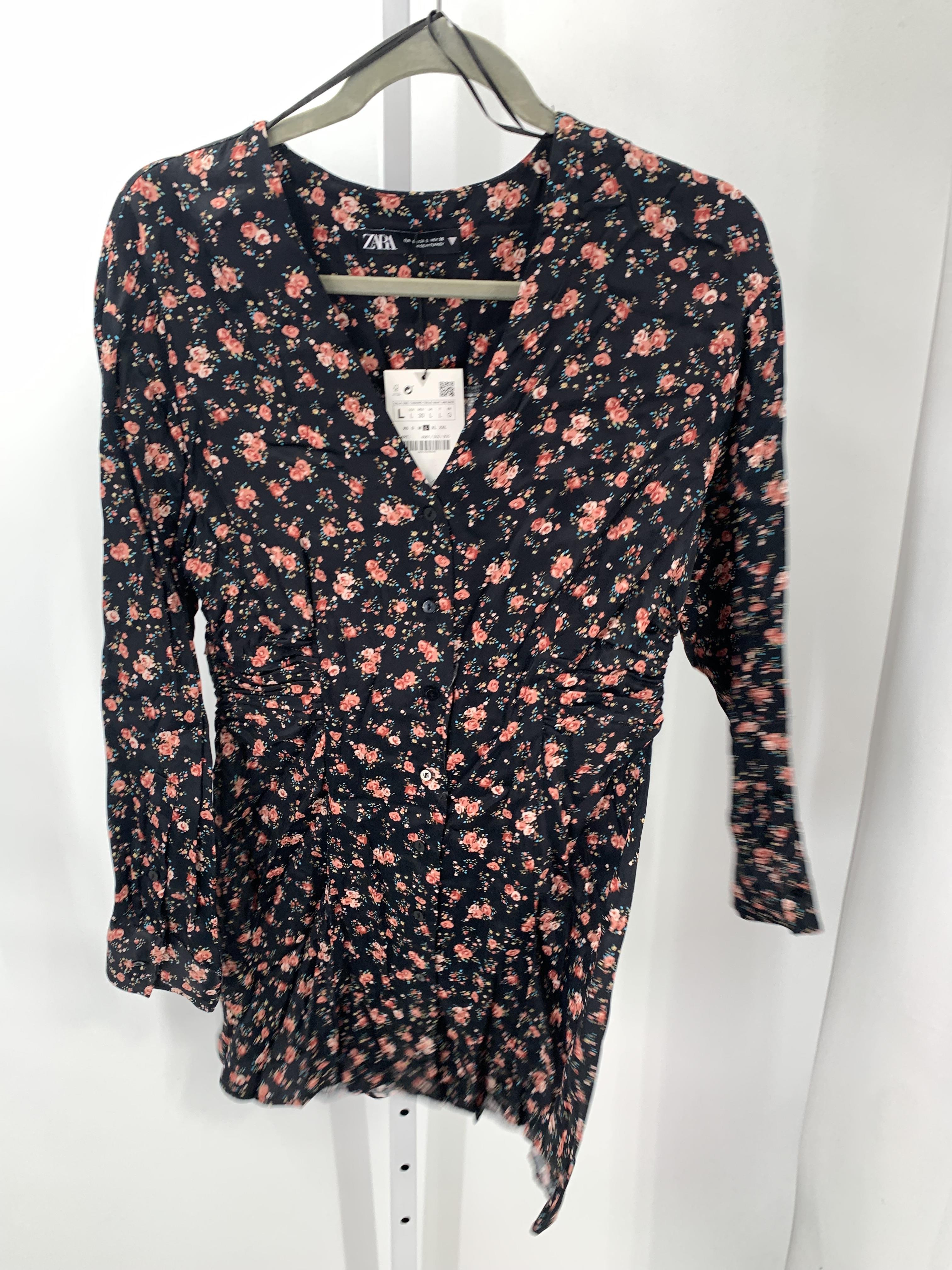 Zara Size Large Misses Long Sleeve Dress