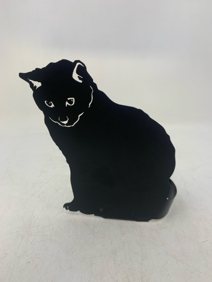 BLACK CAT METAL CANDLE HOLDER.
