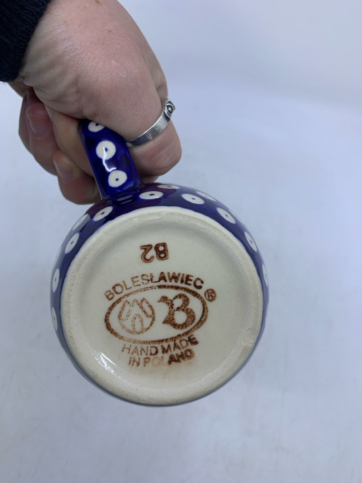 COBALT BLUE CIRCLES W/ RED/GREEN DETAIL.