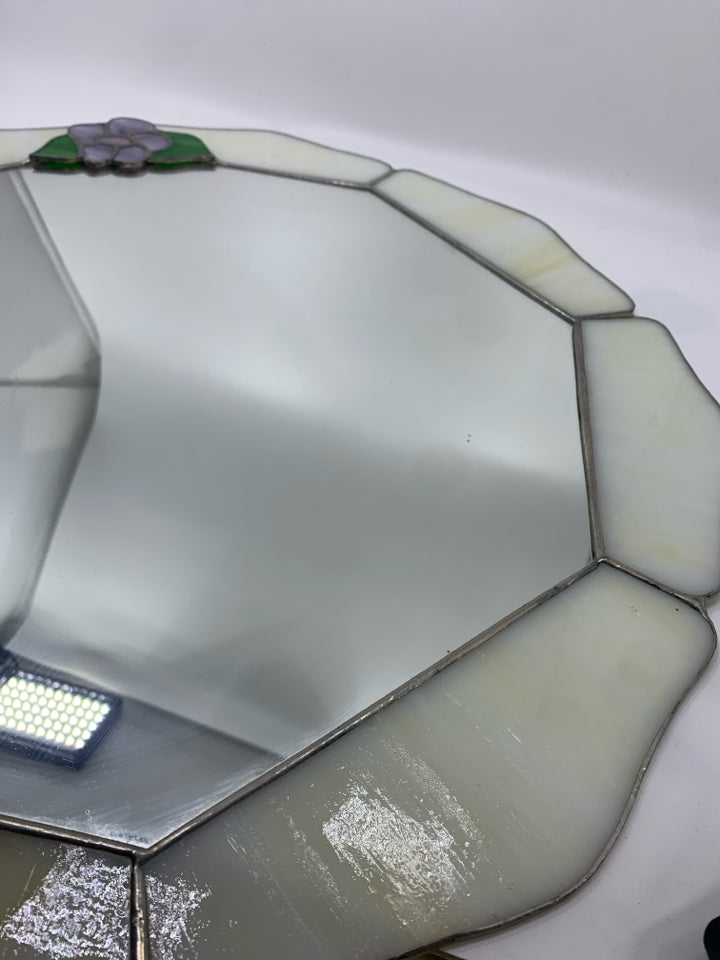 LARGE STAINED GLASS FLOWER WALL MIRROR.