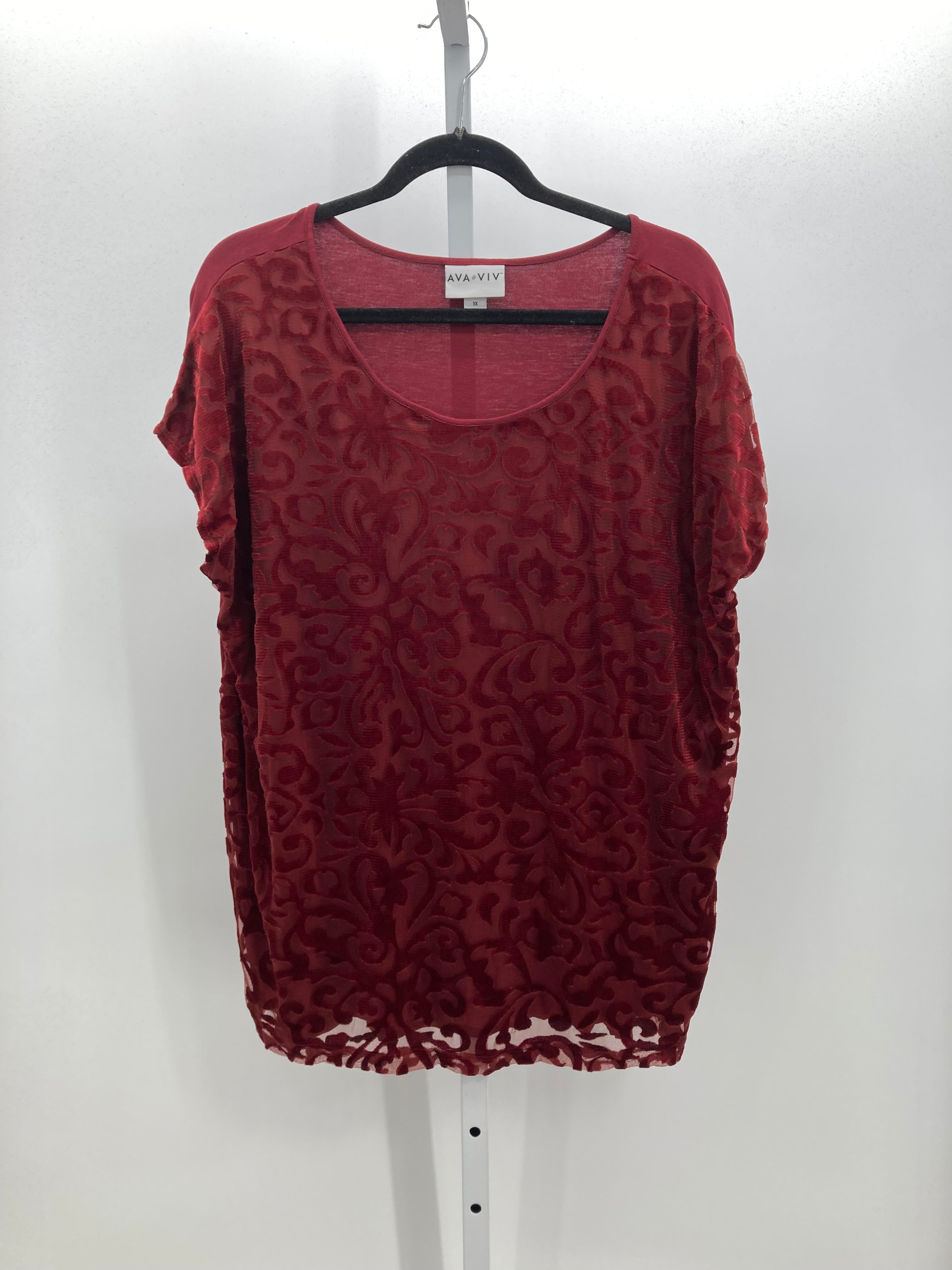 Ava & Viv Size 1X Womens Short Sleeve Shirt