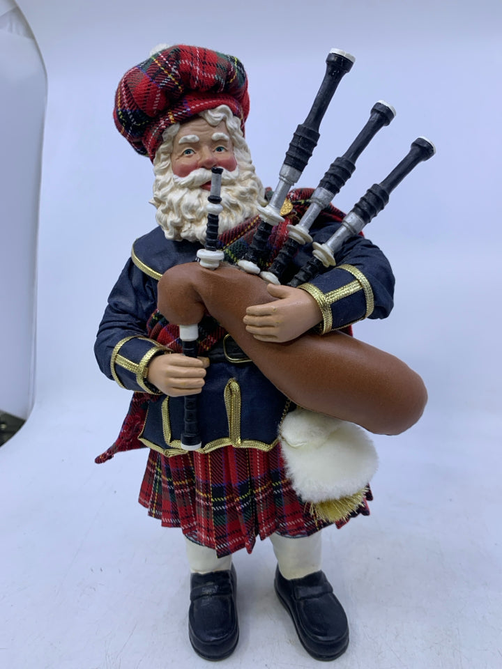 RESIN SANTA W/ BAGPIPES.