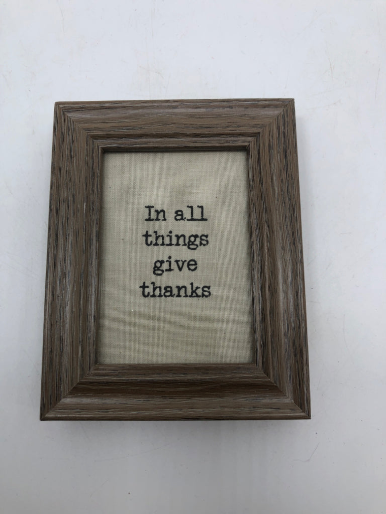 "IN ALL THINGS" DISTRESSED BROWN FRAME.