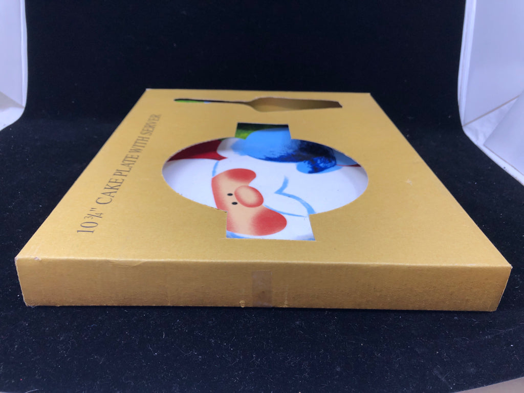 NIB SANTA FACE CAKE PLATE W/ SERVER.
