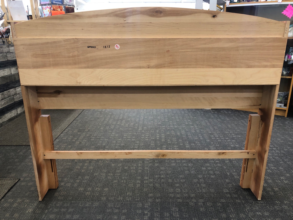 LIGHT TOFFEE WOODEN BOOKCASE FULL/DOUBLE HEADBOARD W/RAILS.
