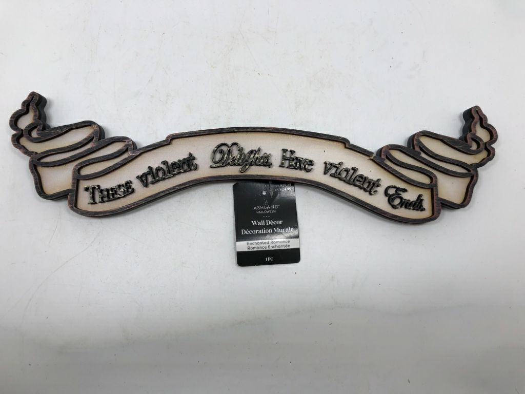 NWT THESE VIOLENT DELIGHTS WOOD SIGN.