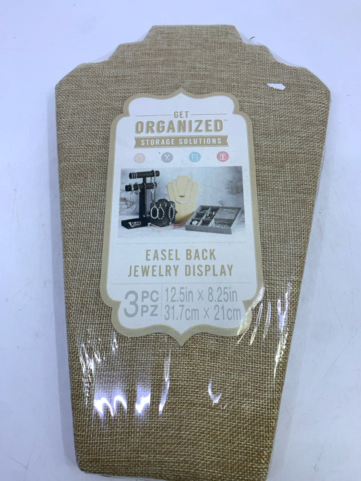 NIP BROWN 3 PC EASEL BACK JEWELRY DISPLAY.