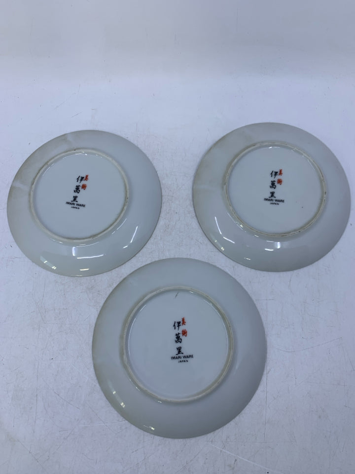 3 ASIAN STYLE COLOR BLOCK APPETIZER PLATES.