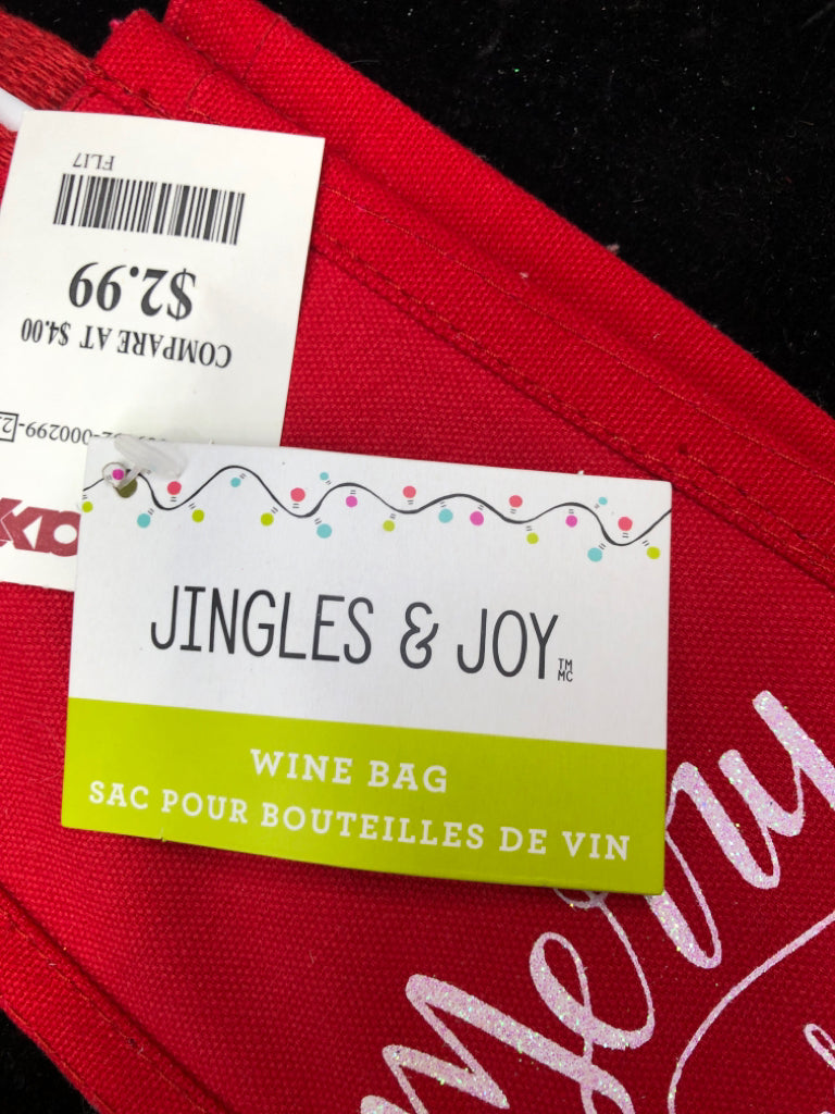 NWT MERRY AND BRIGHT WINE BAG.