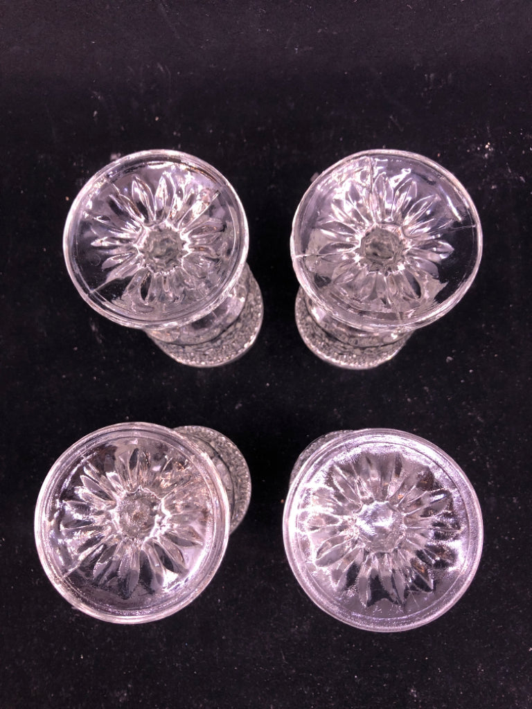 4 VTG CUT GLASS WINE GOBLETS.