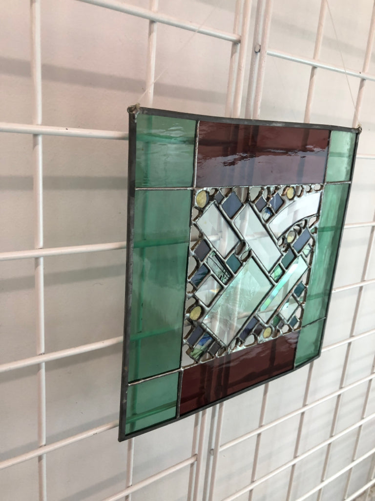 ABSTRACT STAINED GLASS HANGING.