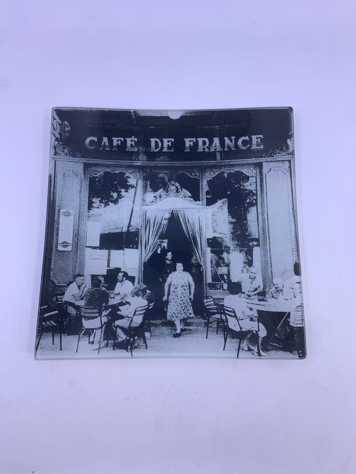 CAFE DE FRANCE SQUARE GLASS PLATE.