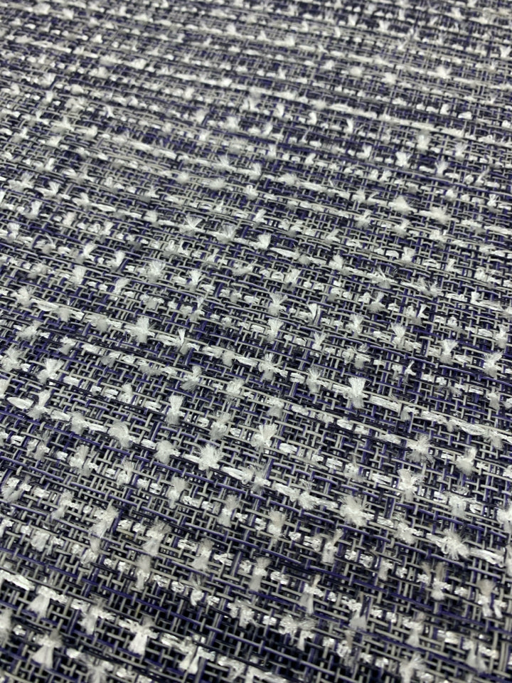 4PC BLUE & WHITE WOVEN STYLE PLACEMATS.
