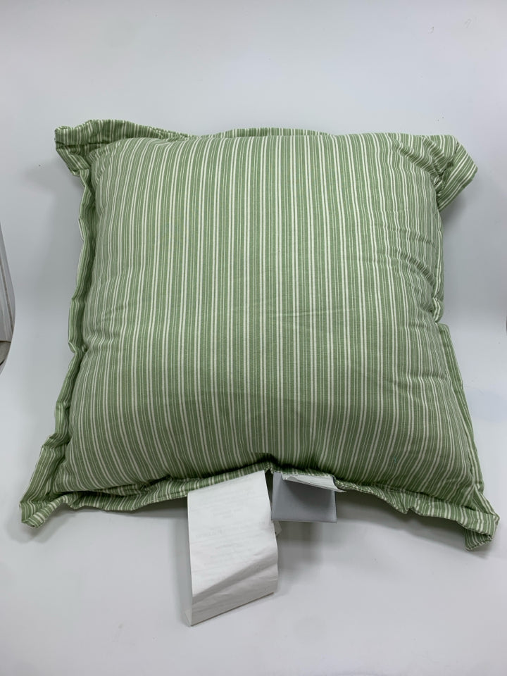 GREEN STRIPE PILLOW.