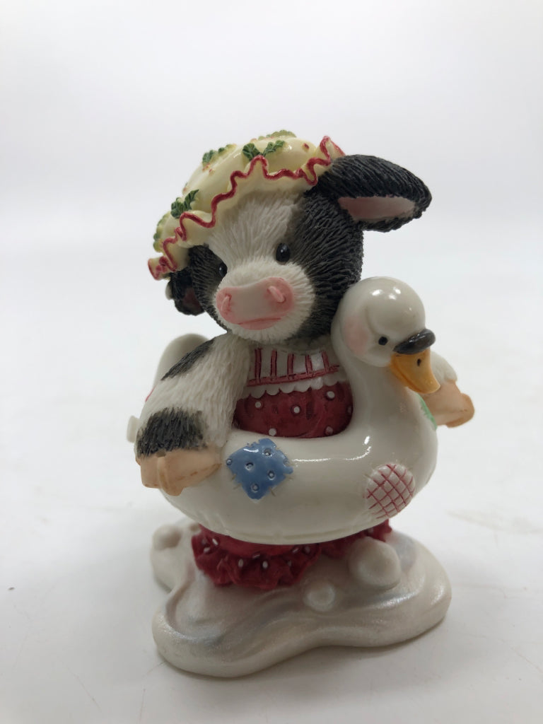 COW IN POOL FLOAT MARY MOOMOOS FIGURINE.