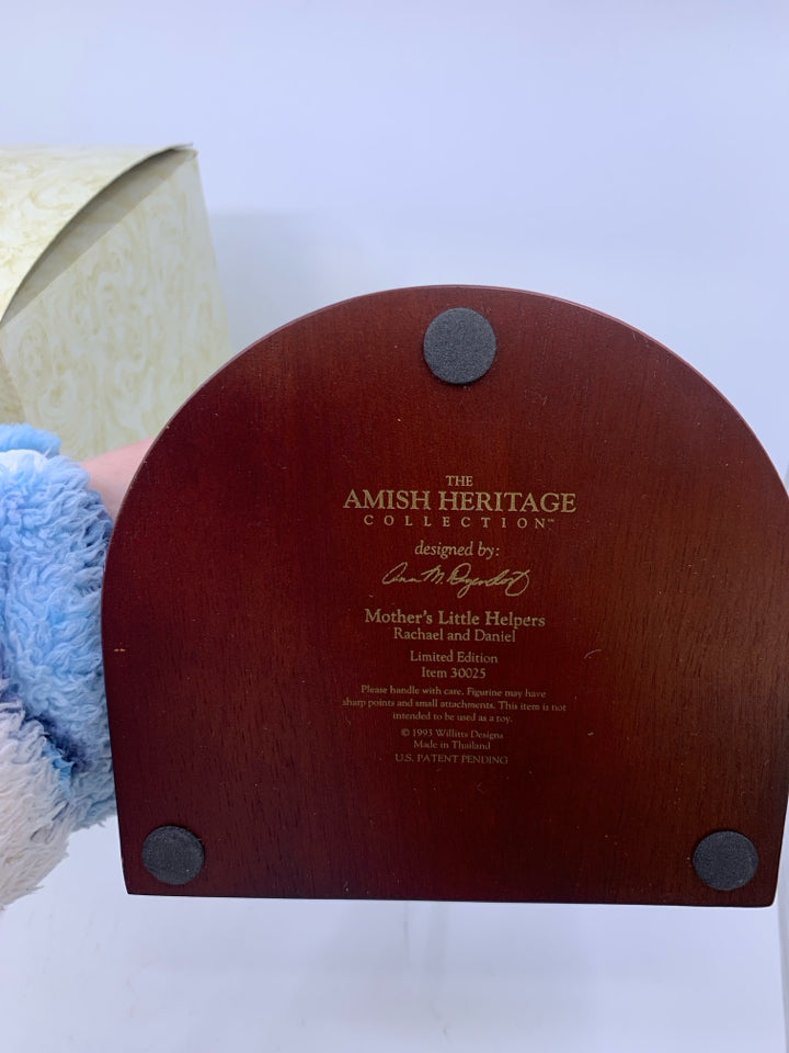 WOMAN MAKING PIES + QUILT.