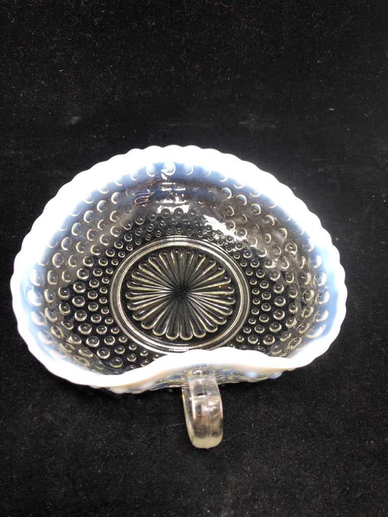 VTG HOBNAIL GLASS DISH W/HANDLE.