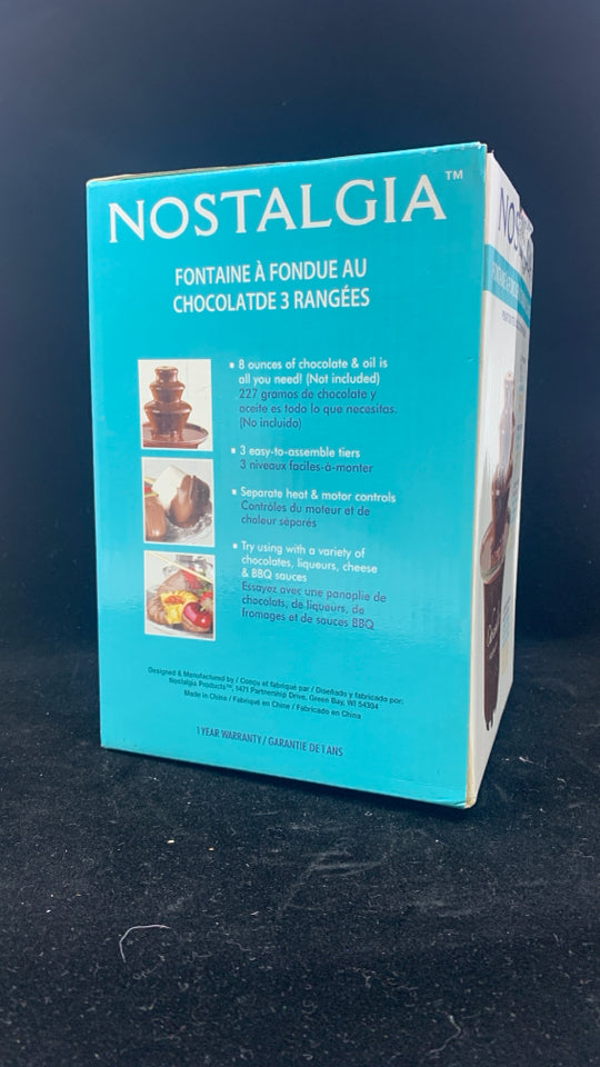 NIB NOSTALGIA 3-TIER CHOCOLATE FONDUE FOUNTAIN.