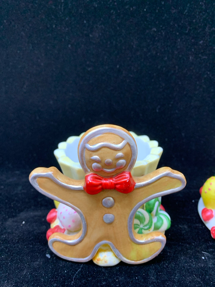 2PC GINGERBREAD TEA LIGHT HOLDERS.