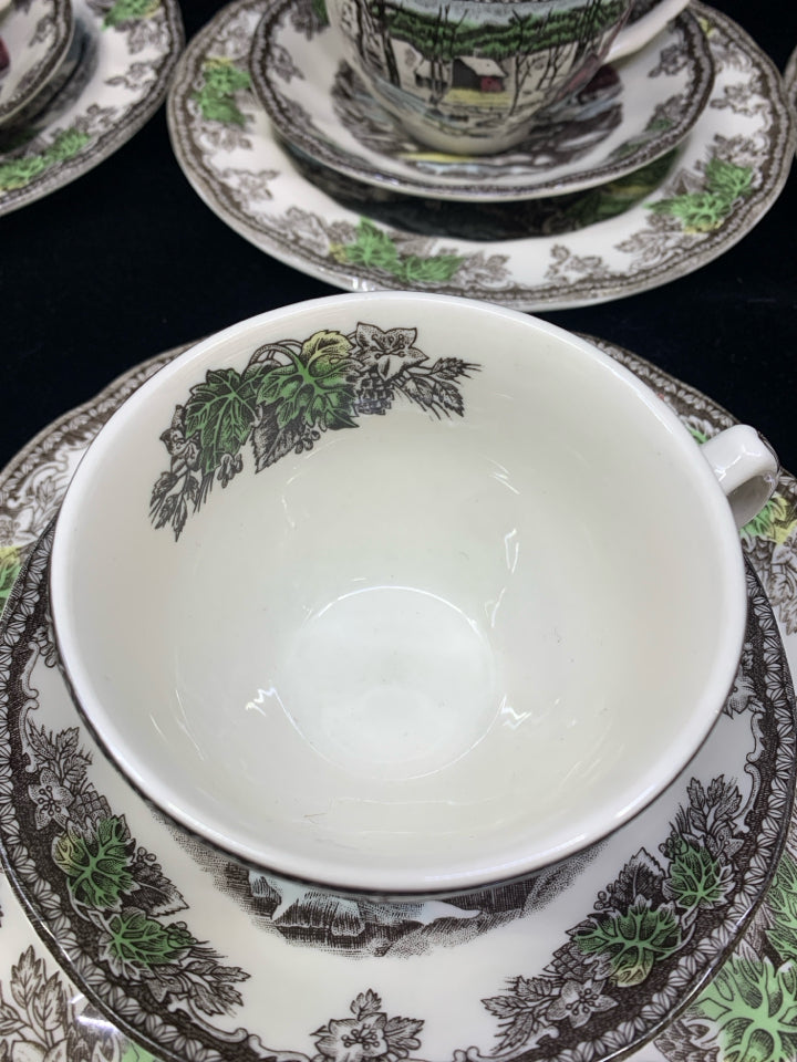 18PC VTG DESSERT SET- 6 CUPS, 6 DESSERT PLATES, 6 SAUCERS.