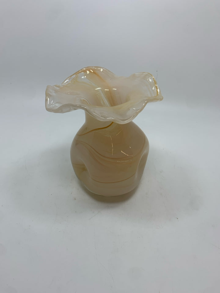 ORANGE SWIRL ANTHROPOLOGIE GLASS VASE.