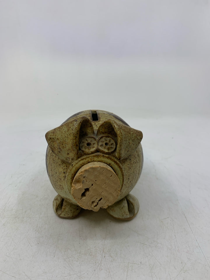 PIGGY BANK W/ BROWN SPOTS CORK NOSE.
