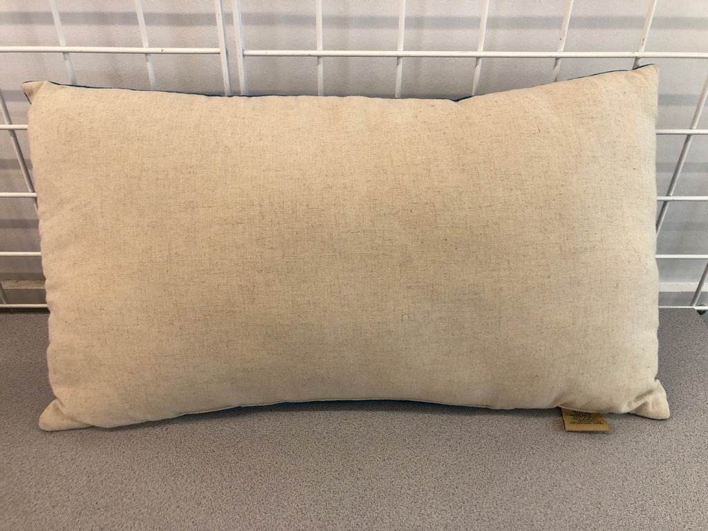 BLUE THANKFUL VELVET PILLOW.