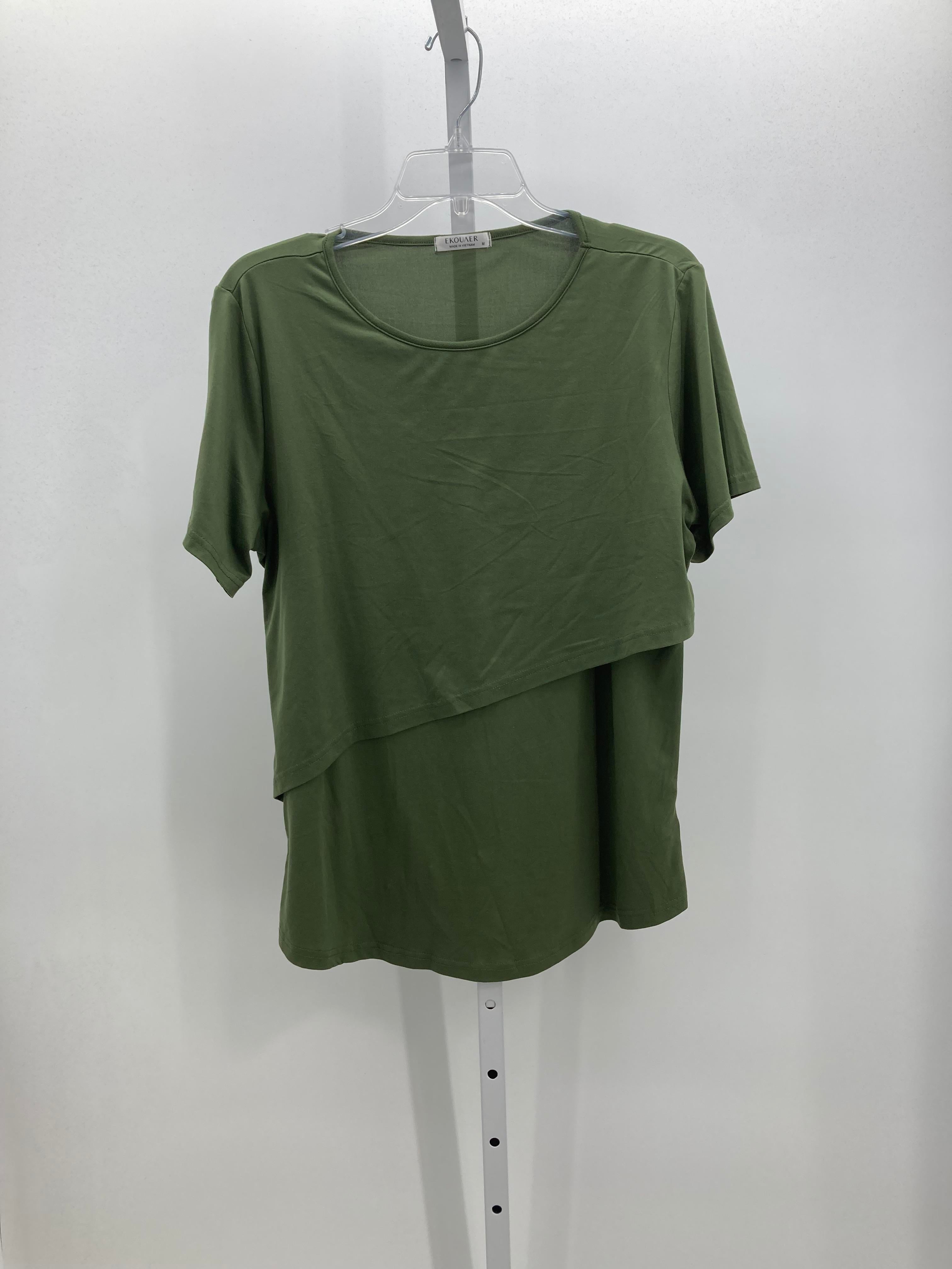 Green Size Medium Maternity Short Sleeve Shirt