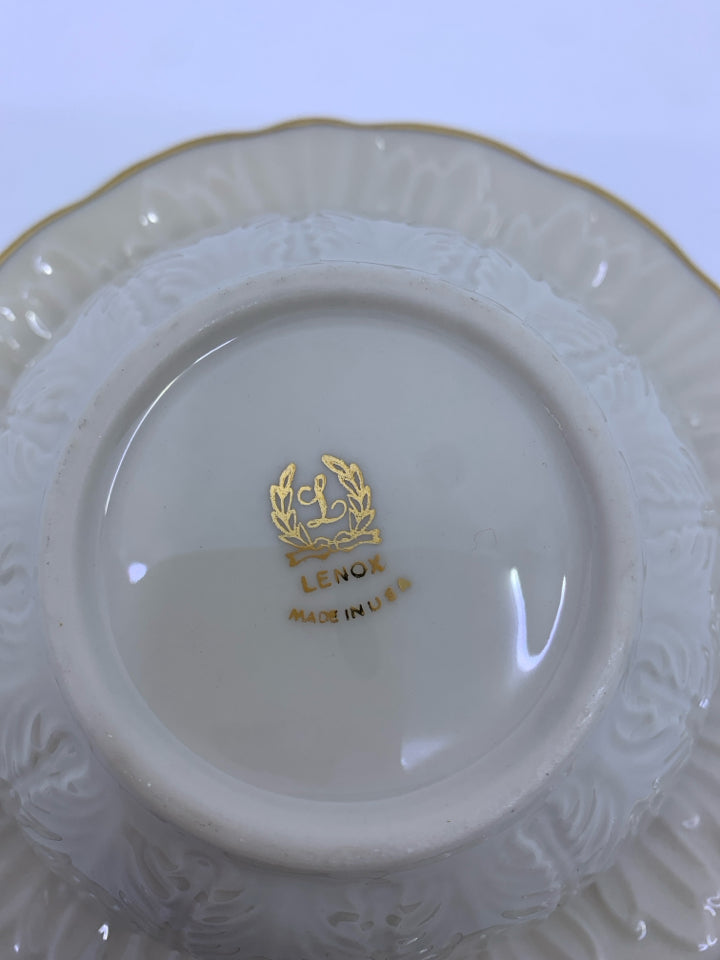 LENOX BOWL AND SAUCER EMBOSSED LEAVES.