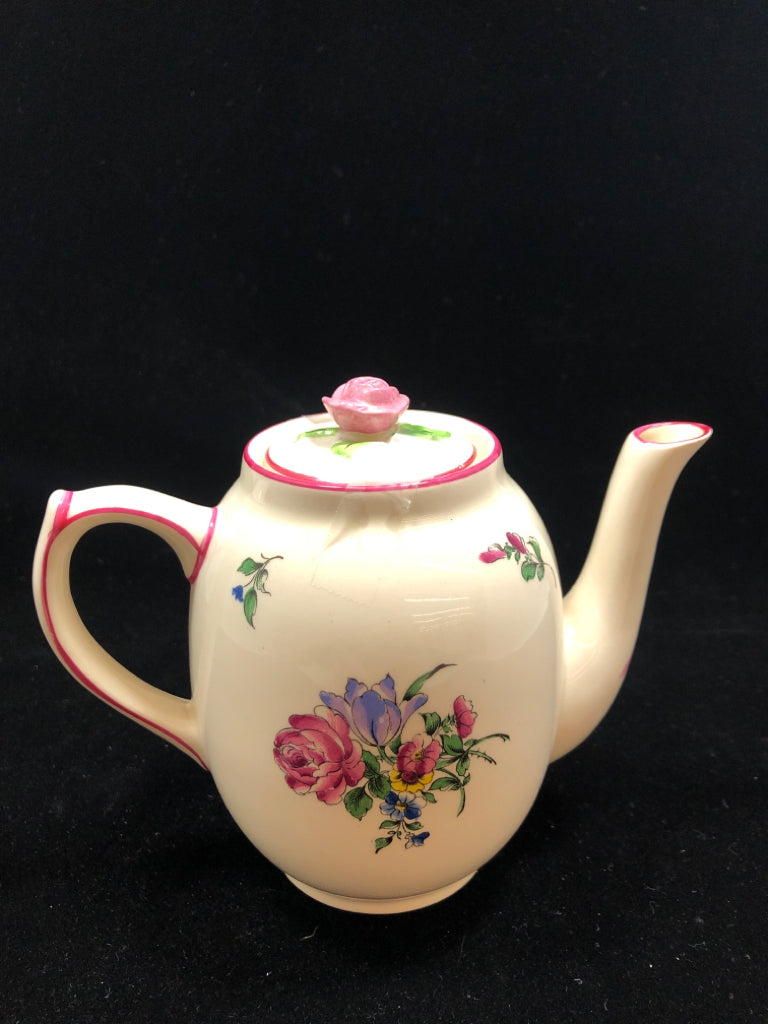 VTG MINI FLORAL PORCELAIN TEAPOT.
