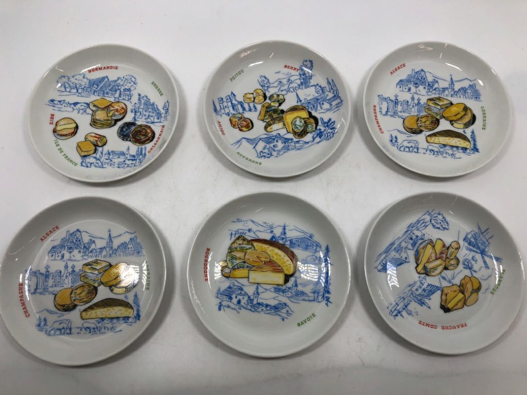 6 DECOR DE PARIS CHEESE PLATES.