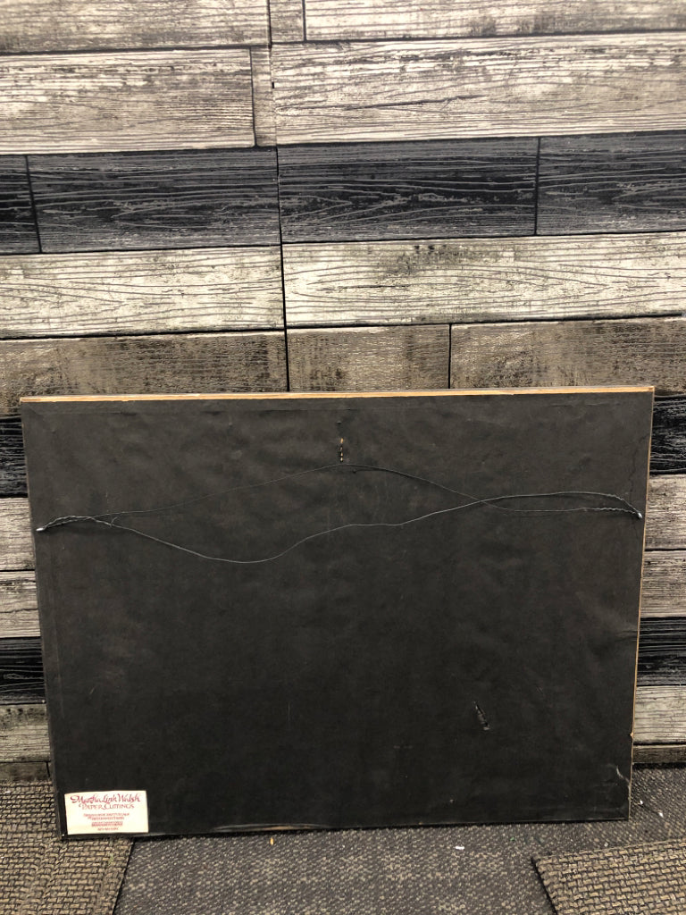 FARM SCENE CUTOUT IN GREY WASHED FRAME WALL ART.