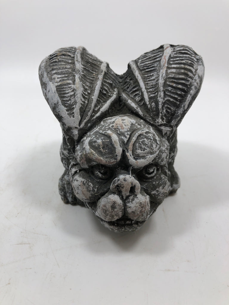 DISTRESSED STONE GARGOYLE.