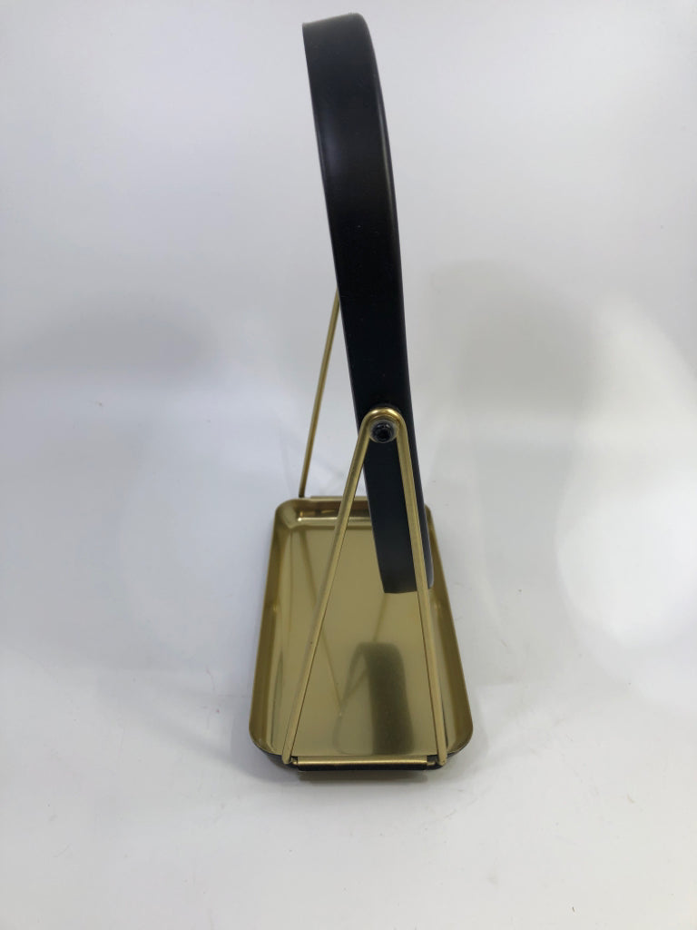 BLACK/GOLD MAGNIFYING MAKEUP MIRROR.