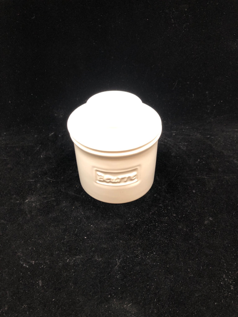WHITE CERAMIC BUTTER BELL.