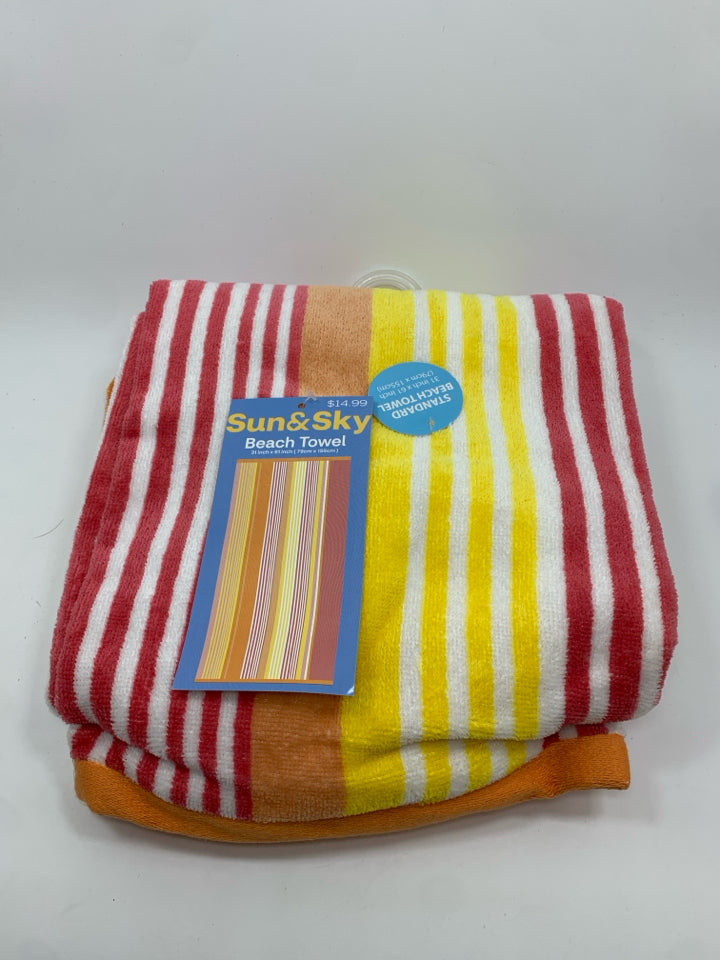 NWT RED/ORANGE/YELLOW BEACH TOWEL.