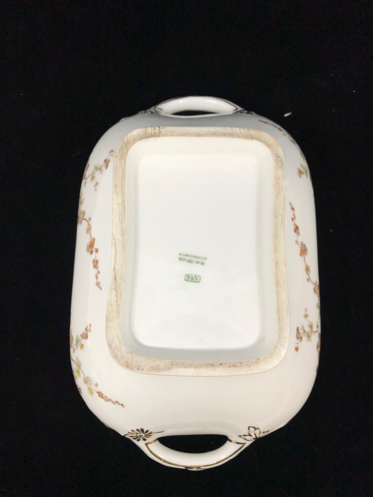 VTG LIMOGES COVERED SERVER- T&V MARGUERITE BROWN BLOSSOM.