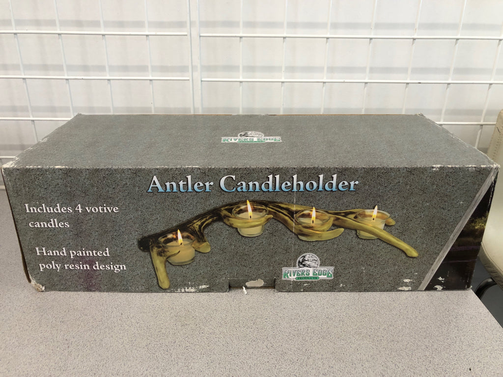 NIB ANTLER CANDLE HOLDER.